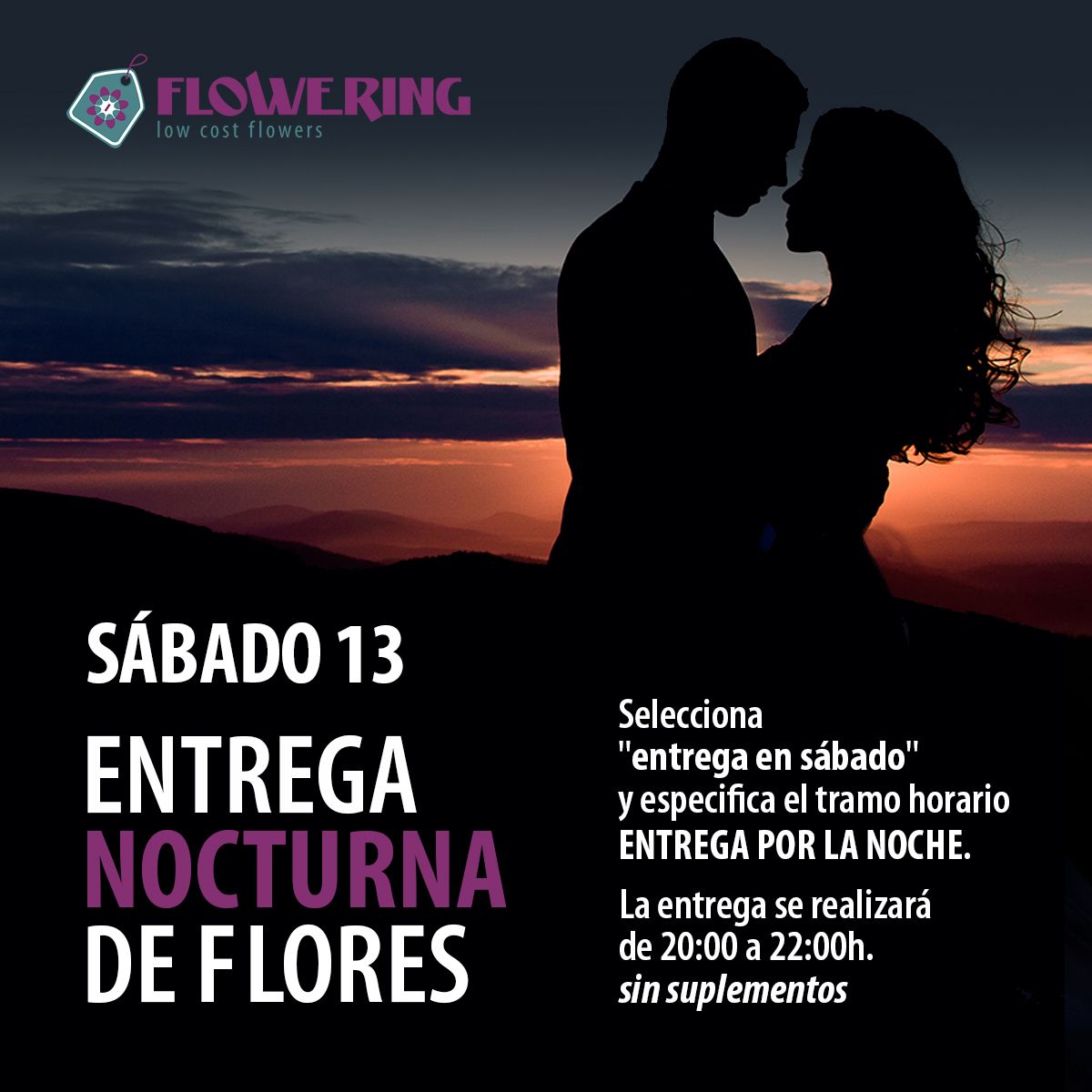 Entrega nocturna de flores para San Valentín