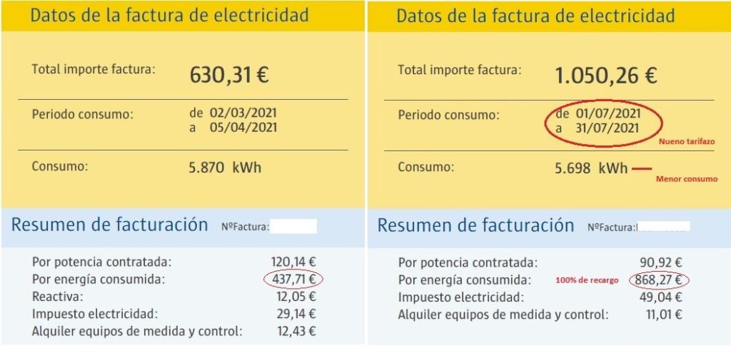 Foto de Factura antes y después del