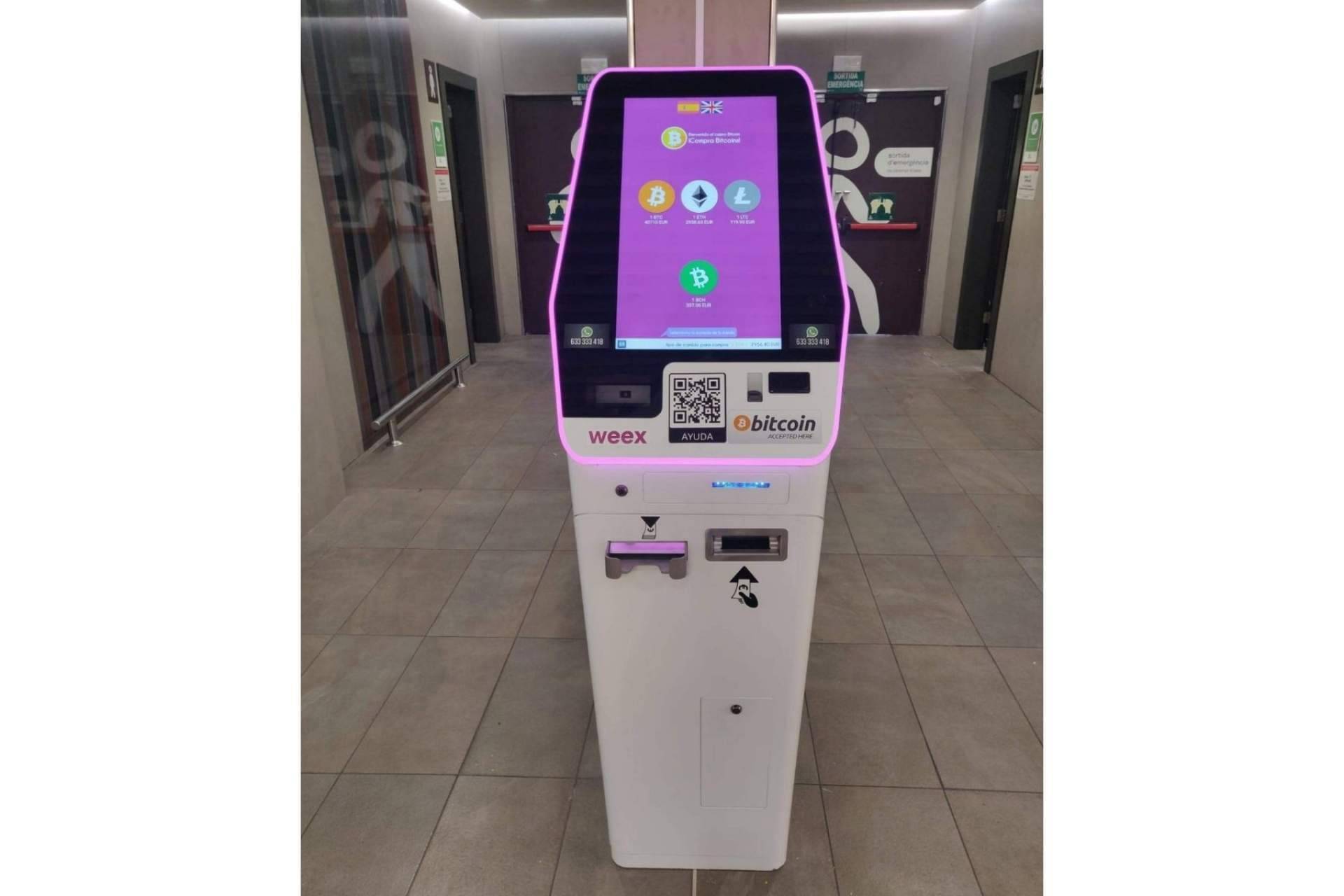 La expansión de Weex con el objetivo de instalar más de 100 cajeros bitcoin en España
